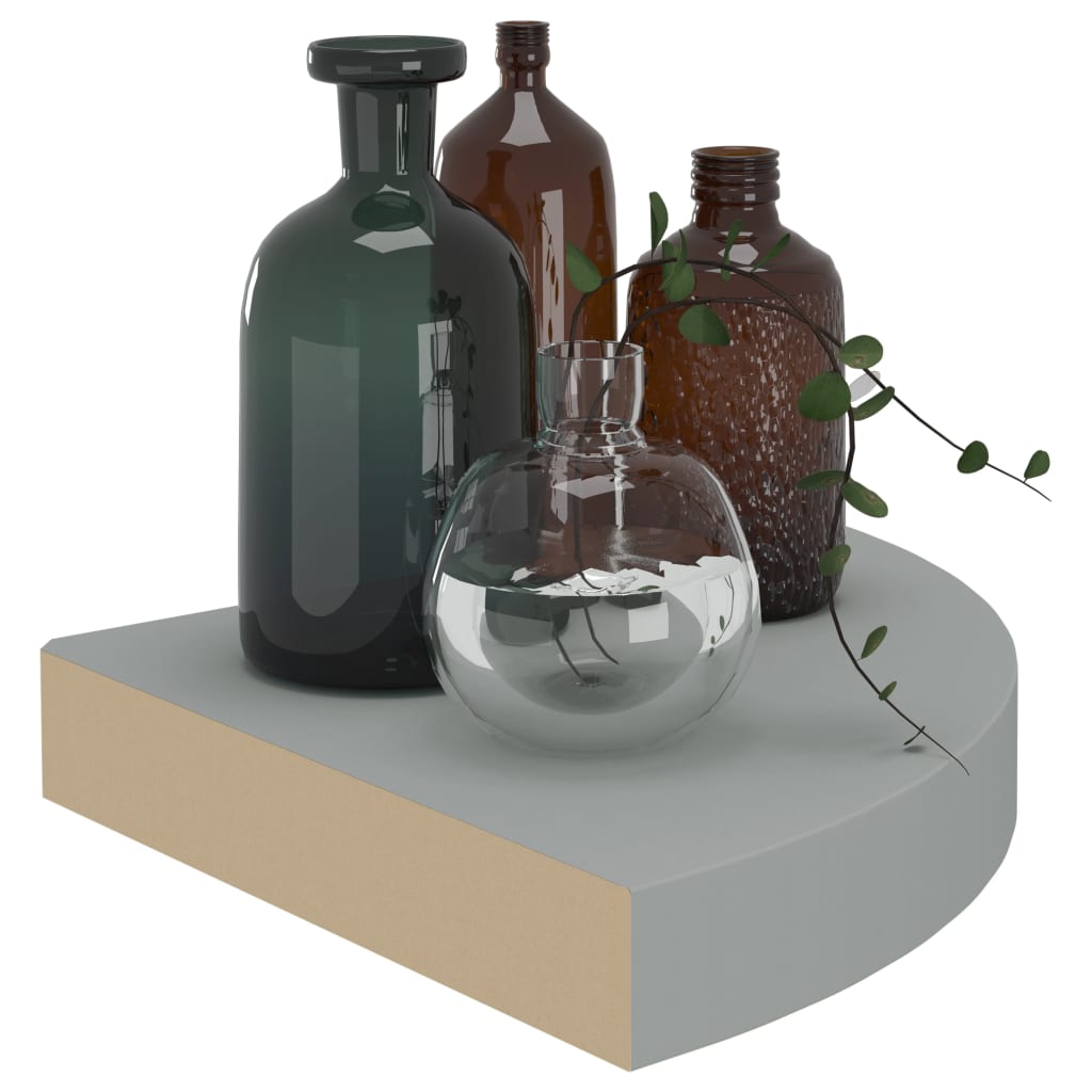 Hoekschap zwevend 25x25x3,8 cm MDF grijs is nu te koop bij PeponiXL, paradijselijk wonen!