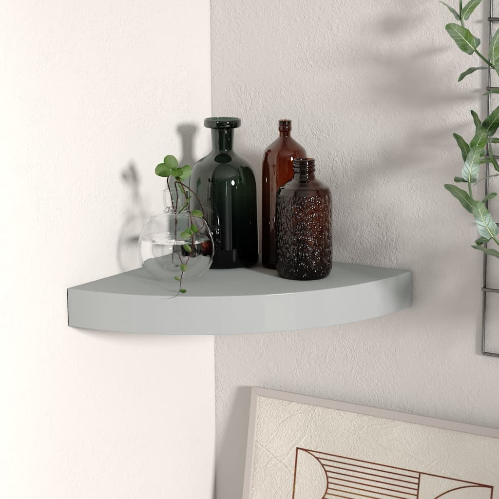 Hoekschap zwevend 25x25x3,8 cm MDF grijs is nu te koop bij PeponiXL, paradijselijk wonen!