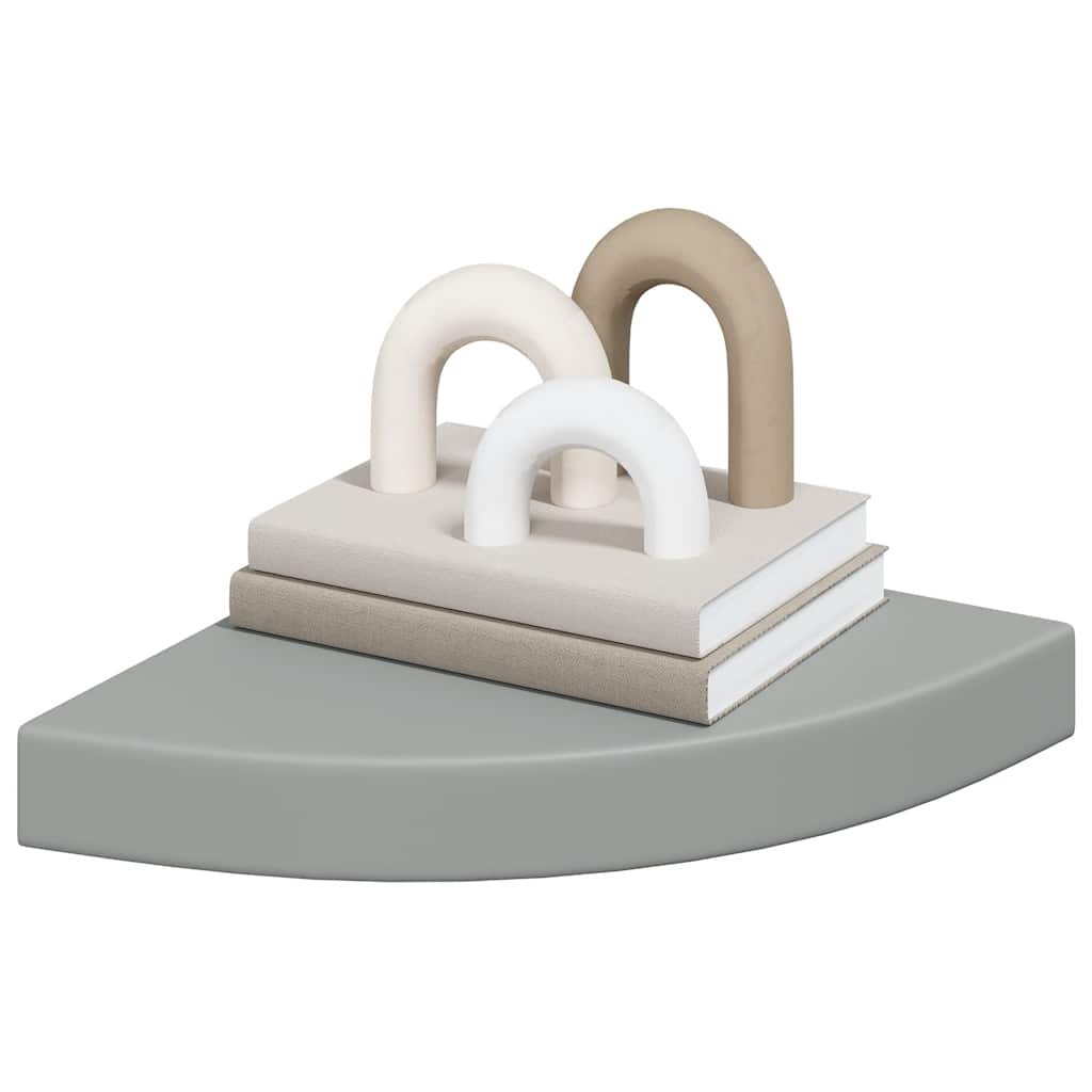 Hoekschappen zwevend 4 st 25x25x3,8 cm MDF grijs is nu te koop bij PeponiXL, paradijselijk wonen!