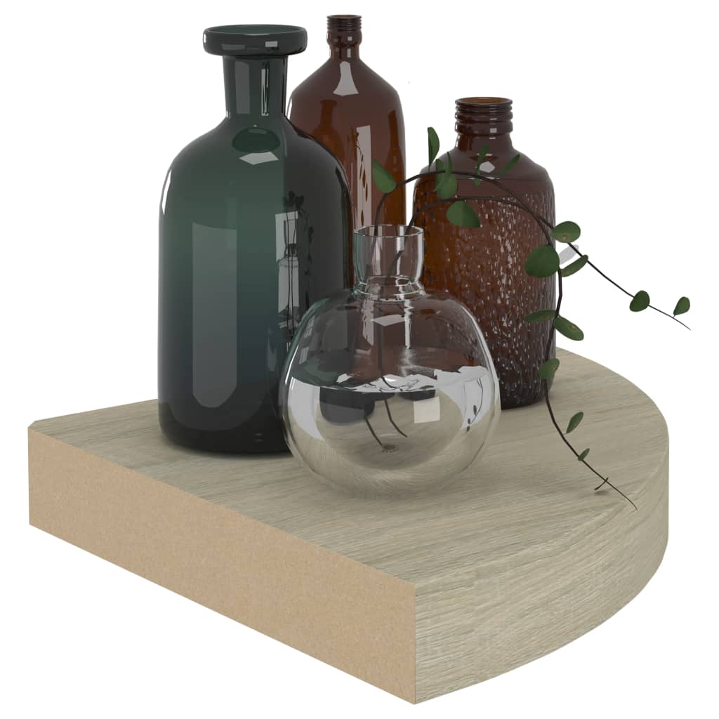 Hoekschappen zwevend 4 st 25x25x3,8 cm MDF eikenkleurig is nu te koop bij PeponiXL, paradijselijk wonen!