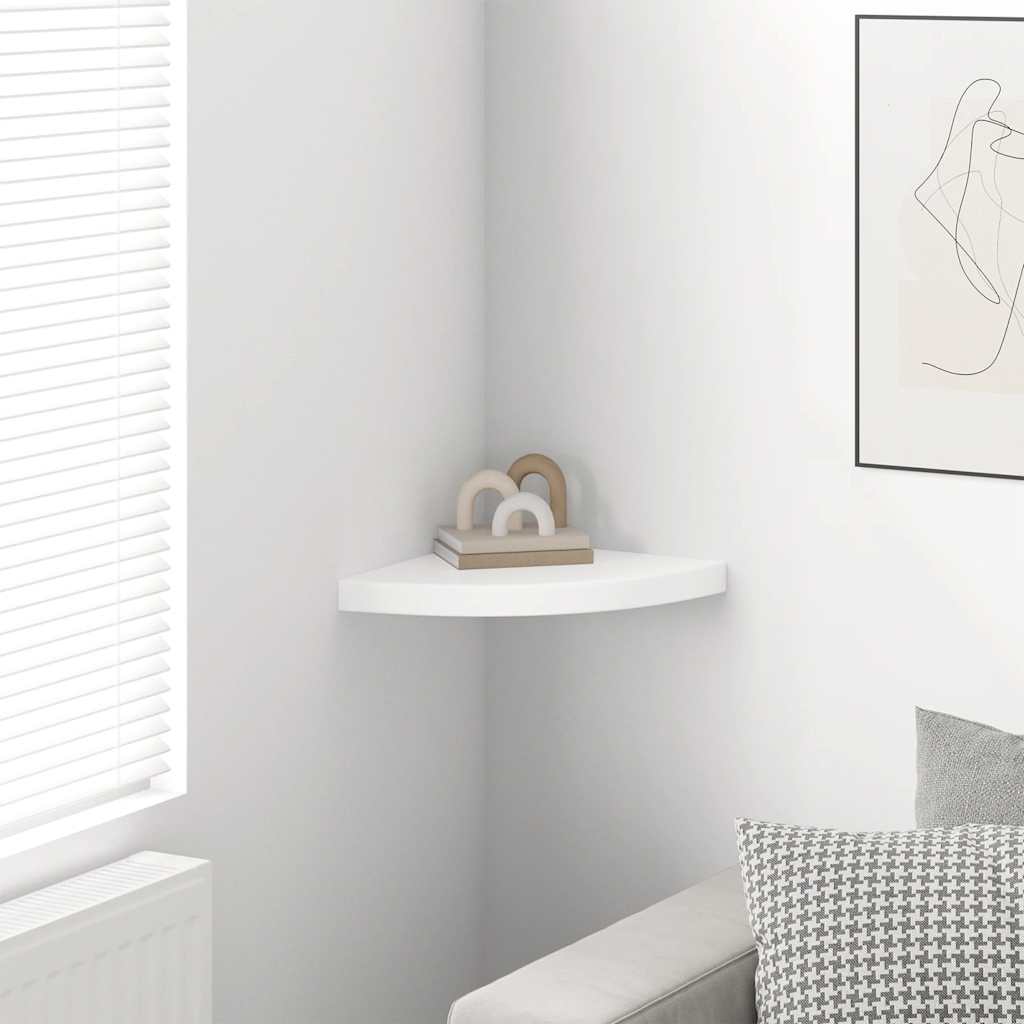 Hoekschap zwevend 35x35x3,8 cm MDF hoogglans wit is nu te koop bij PeponiXL, paradijselijk wonen!