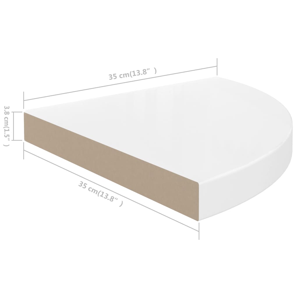Hoekschap zwevend 35x35x3,8 cm MDF hoogglans wit is nu te koop bij PeponiXL, paradijselijk wonen!