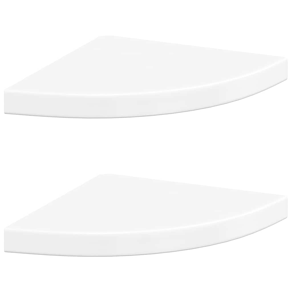 Hoekschappen zwevend 2 st 35x35x3,8 cm MDF hoogglans wit is nu te koop bij PeponiXL, paradijselijk wonen!