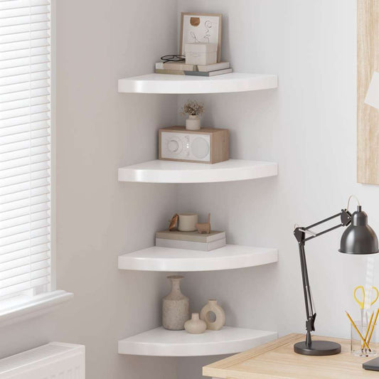 Hoekschappen zwevend 4 st 35x35x3,8 cm MDF hoogglans wit is nu te koop bij PeponiXL, paradijselijk wonen!
