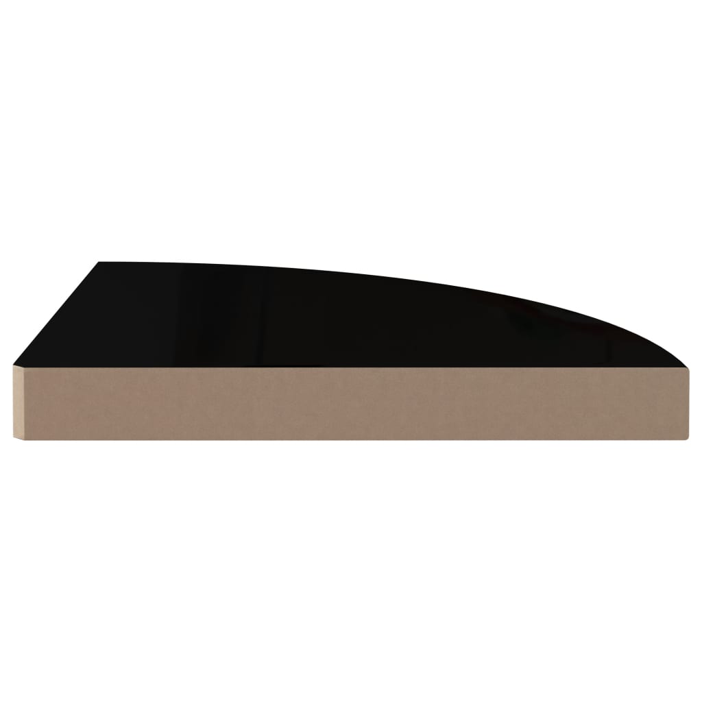 Hoekschappen zwevend 2 st 35x35x3,8 cm MDF hoogglans zwart is nu te koop bij PeponiXL, paradijselijk wonen!