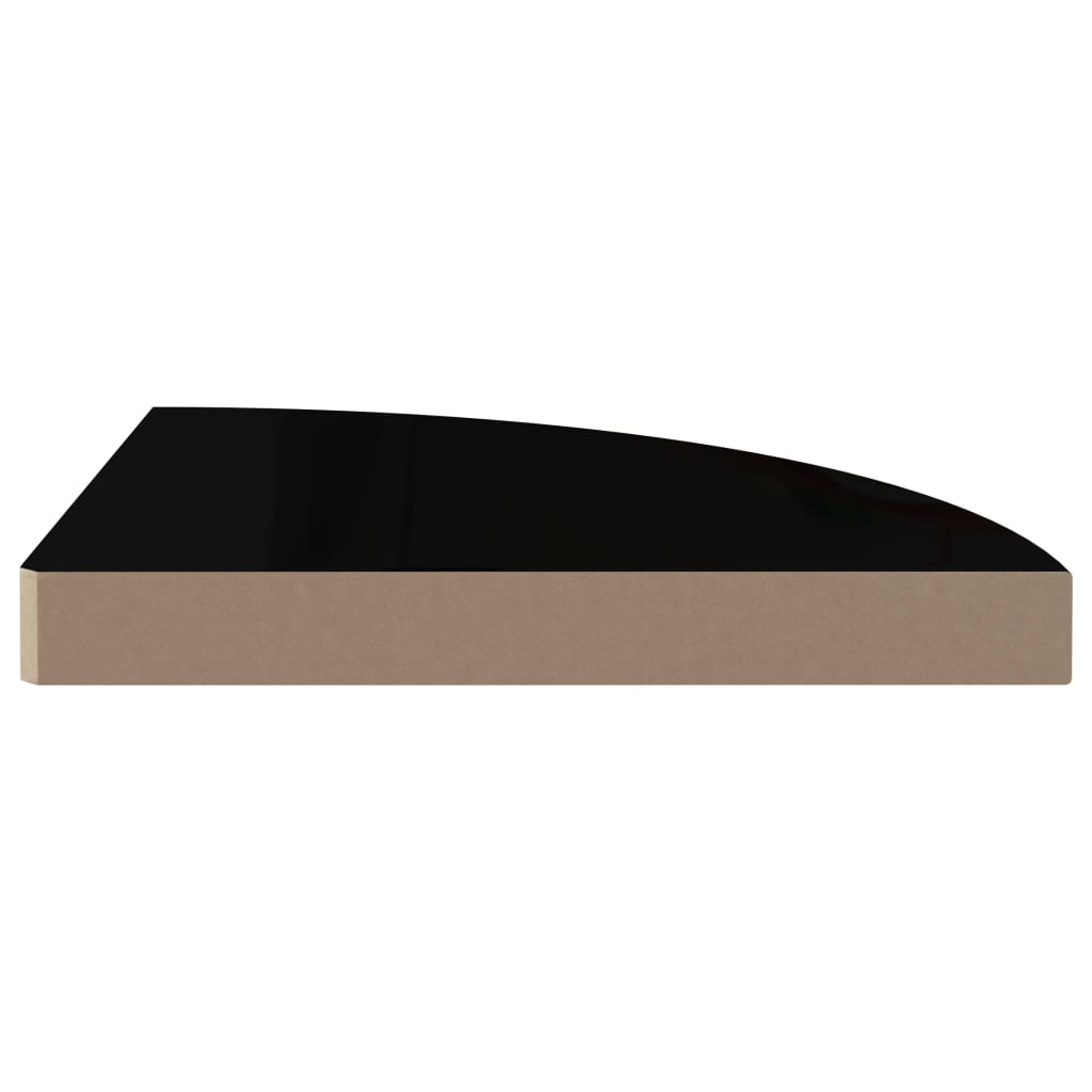 Hoekschappen zwevend 4 st 35x35x3,8 cm MDF hoogglans zwart is nu te koop bij PeponiXL, paradijselijk wonen!