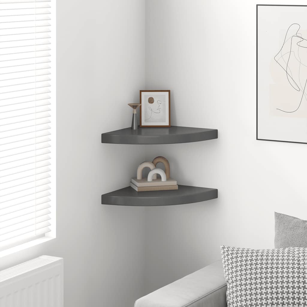 Hoekschappen zwevend 2 st 35x35x3,8 cm MDF hoogglans grijs is nu te koop bij PeponiXL, paradijselijk wonen!