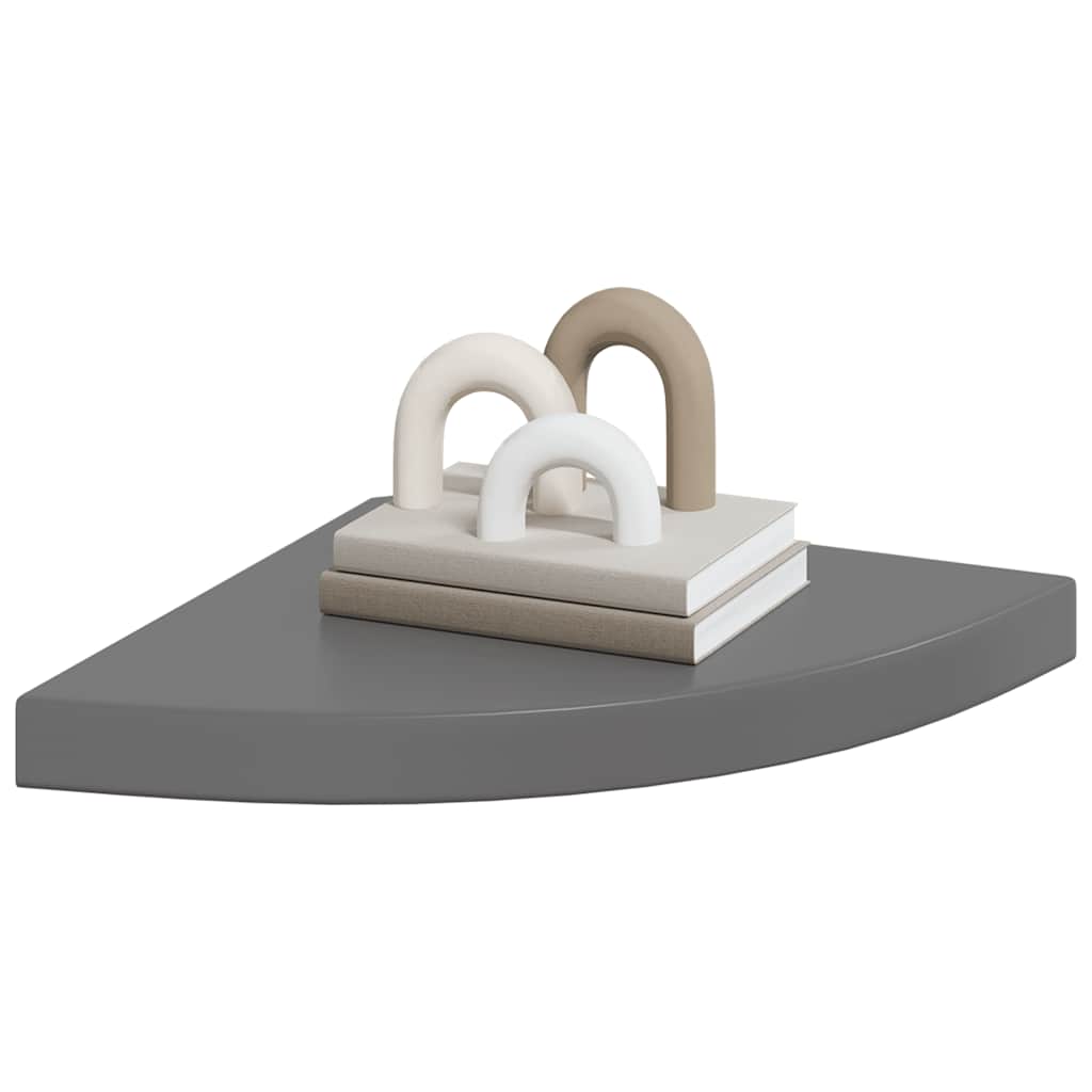 Hoekschappen zwevend 2 st 35x35x3,8 cm MDF hoogglans grijs is nu te koop bij PeponiXL, paradijselijk wonen!