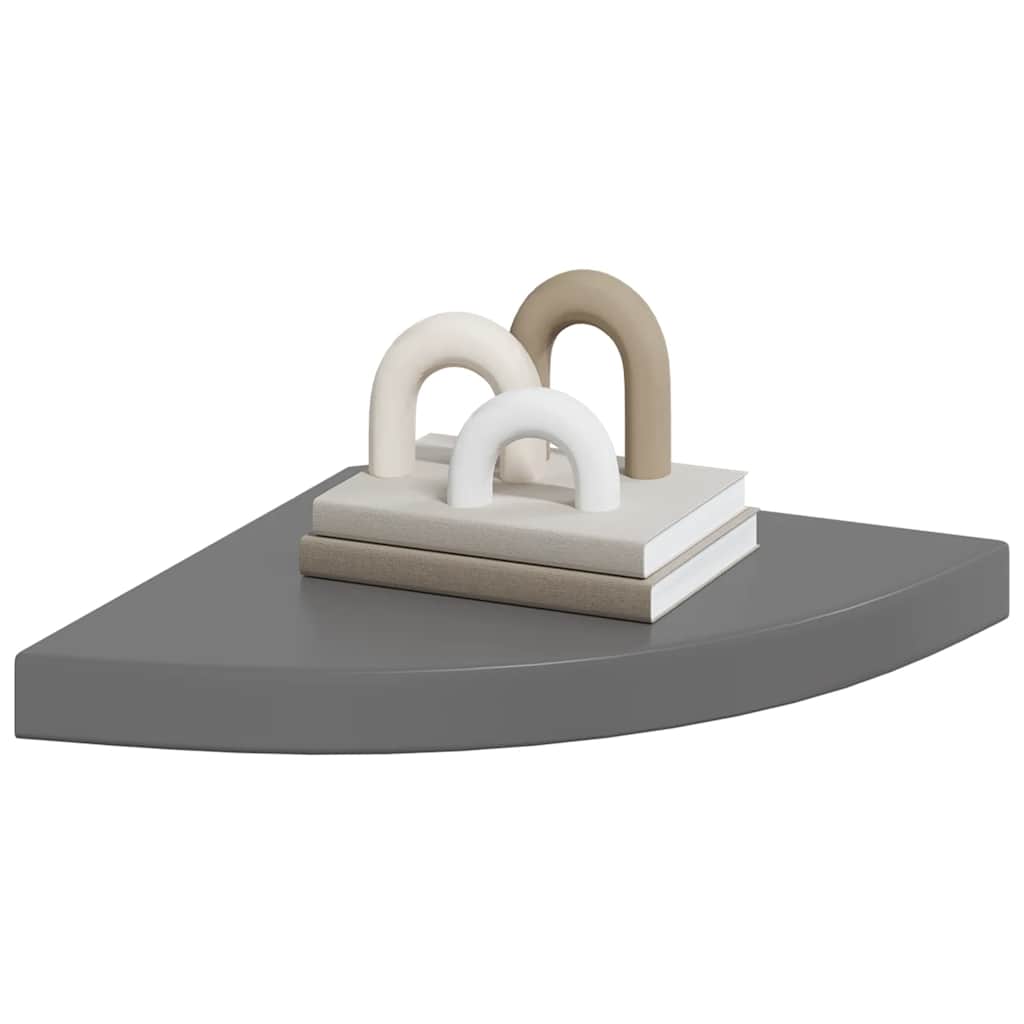 Hoekschappen zwevend 4 st 35x35x3,8 cm MDF hoogglans grijs is nu te koop bij PeponiXL, paradijselijk wonen!