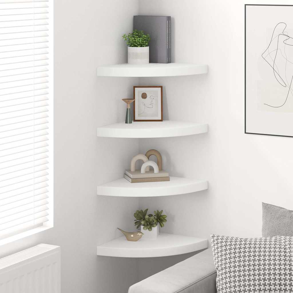 Hoekschappen zwevend 4 st 35x35x3,8 cm MDF wit is nu te koop bij PeponiXL, paradijselijk wonen!