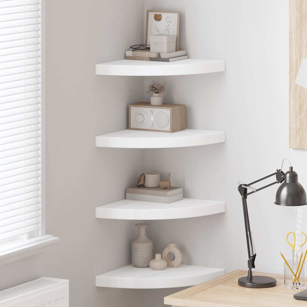 Hoekschappen zwevend 4 st 35x35x3,8 cm MDF wit is nu te koop bij PeponiXL, paradijselijk wonen!