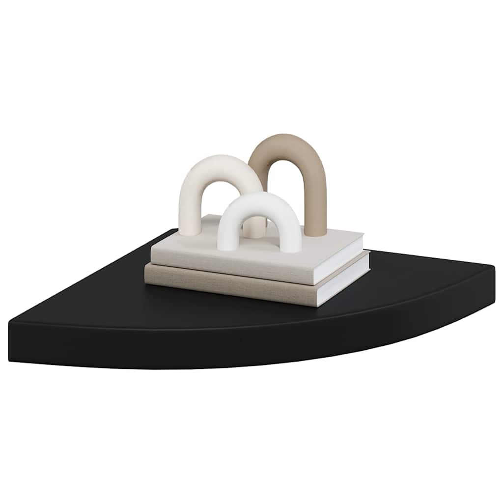 Hoekschappen zwevend 2 st 35x35x3,8 cm MDF zwart is nu te koop bij PeponiXL, paradijselijk wonen!