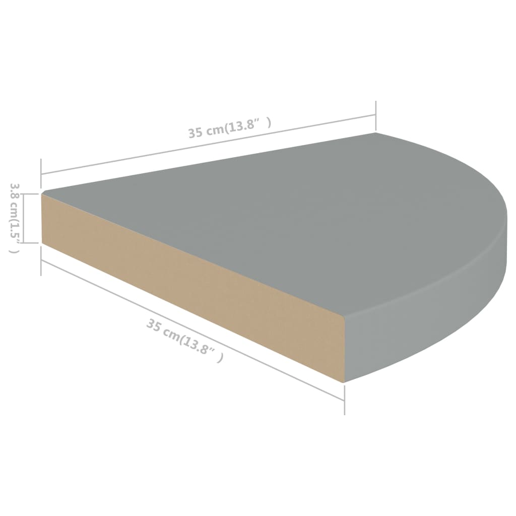Hoekschap zwevend 35x35x3,8 cm MDF grijs is nu te koop bij PeponiXL, paradijselijk wonen!