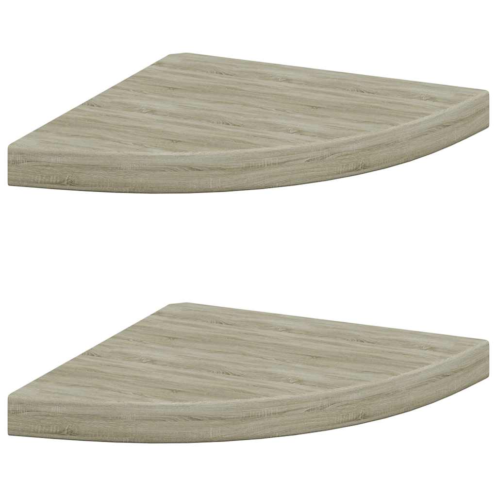 Hoekschappen zwevend 2 st 35x35x3,8 cm MDF eikenkleurig is nu te koop bij PeponiXL, paradijselijk wonen!