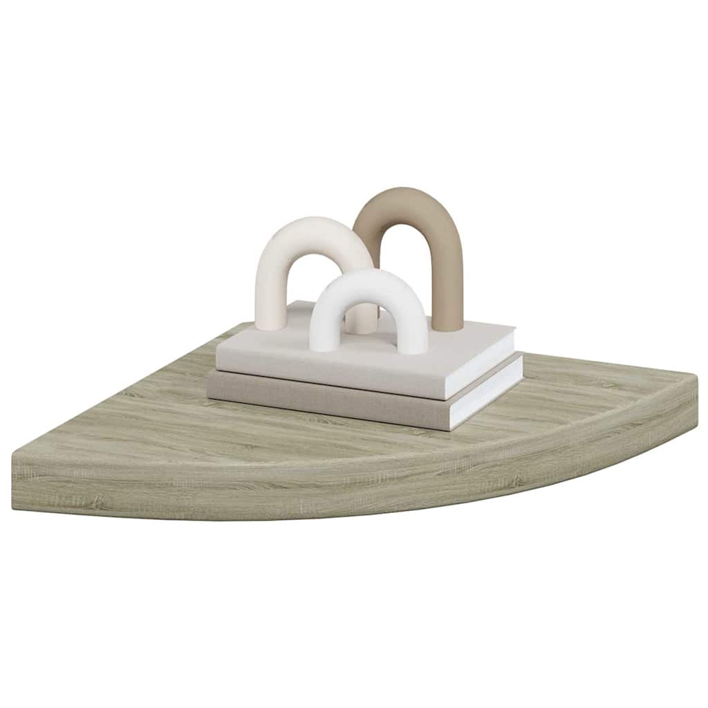 Hoekschappen zwevend 2 st 35x35x3,8 cm MDF eikenkleurig is nu te koop bij PeponiXL, paradijselijk wonen!