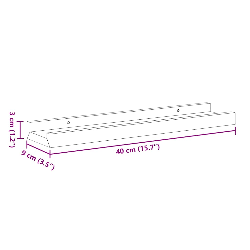 Fotoplanken 2 st 40x9x3 cm MDF grijs is nu te koop bij PeponiXL, paradijselijk wonen!