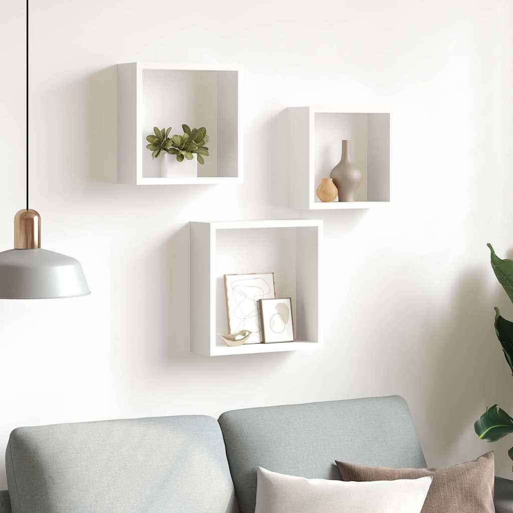 Wandschappen kubus 3 st MDF wit is nu te koop bij PeponiXL, paradijselijk wonen!