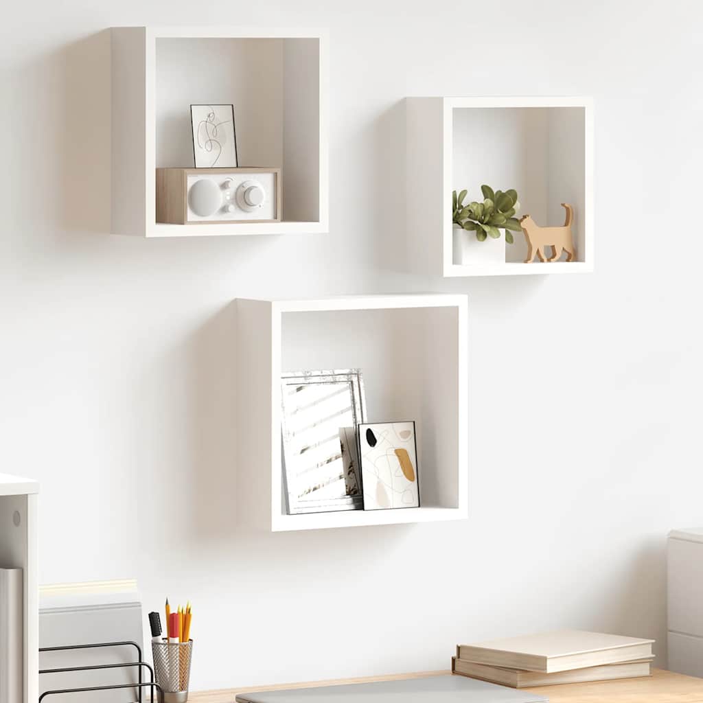 Wandschappen kubus 3 st MDF wit is nu te koop bij PeponiXL, paradijselijk wonen!
