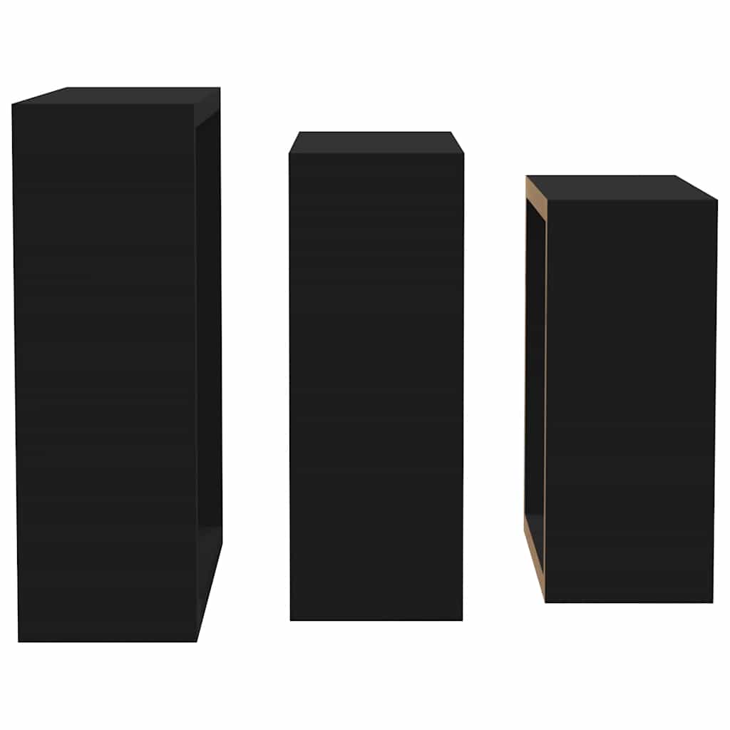 Wandschappen kubus 3 st MDF zwart is nu te koop bij PeponiXL, paradijselijk wonen!