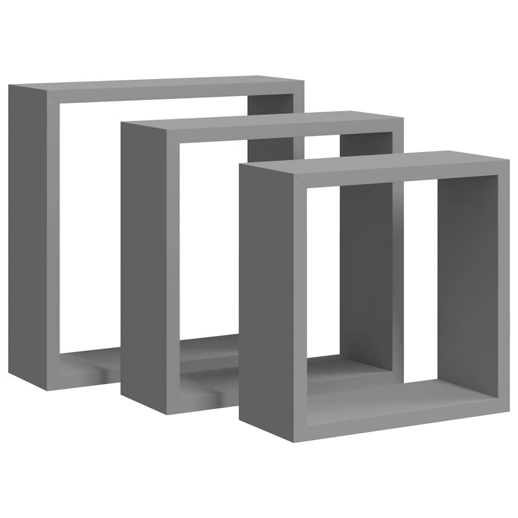 Wandschappen kubus 3 st MDF grijs is nu te koop bij PeponiXL, paradijselijk wonen!