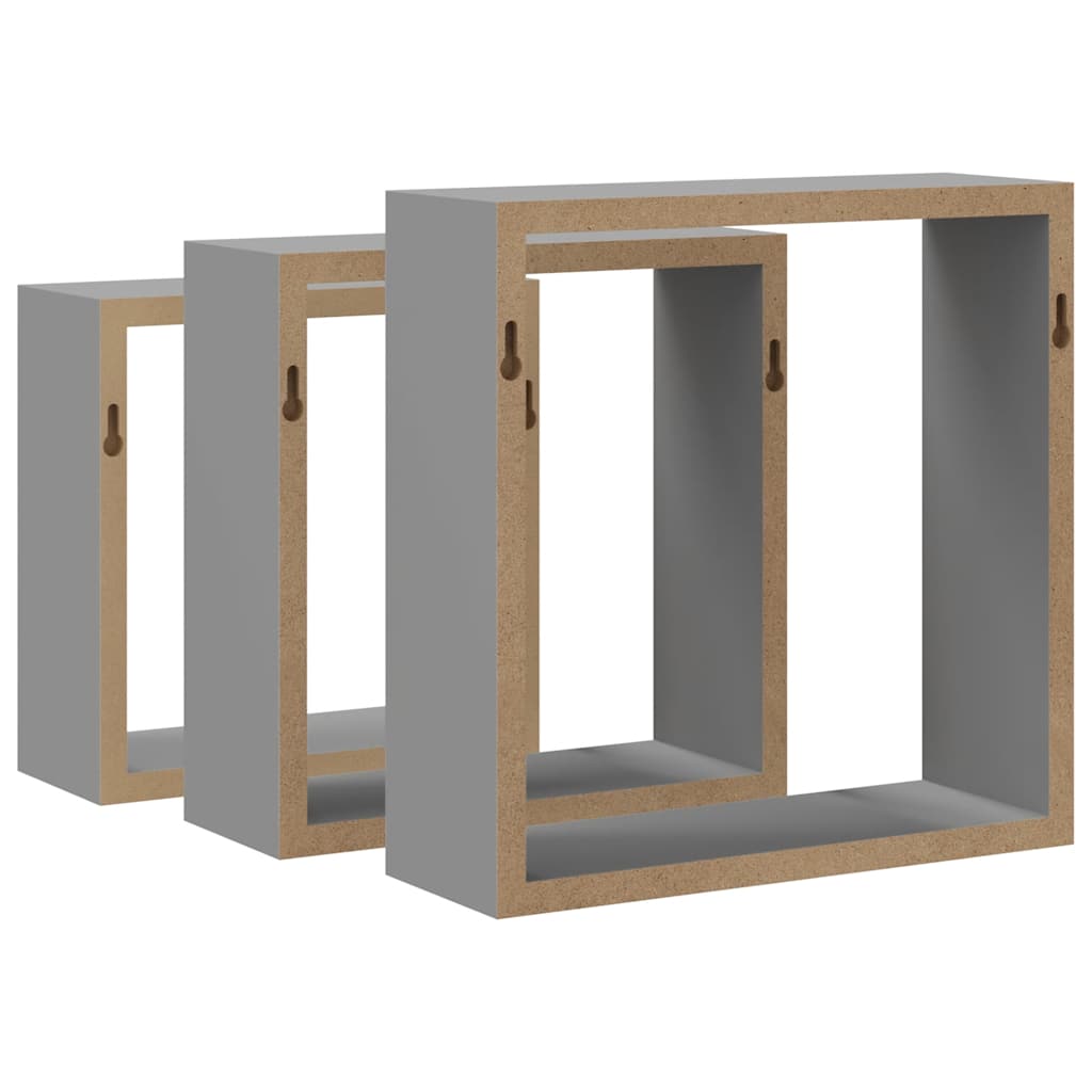 Wandschappen kubus 3 st MDF grijs is nu te koop bij PeponiXL, paradijselijk wonen!