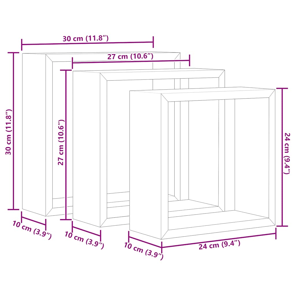 Wandschappen kubus 3 st MDF grijs is nu te koop bij PeponiXL, paradijselijk wonen!