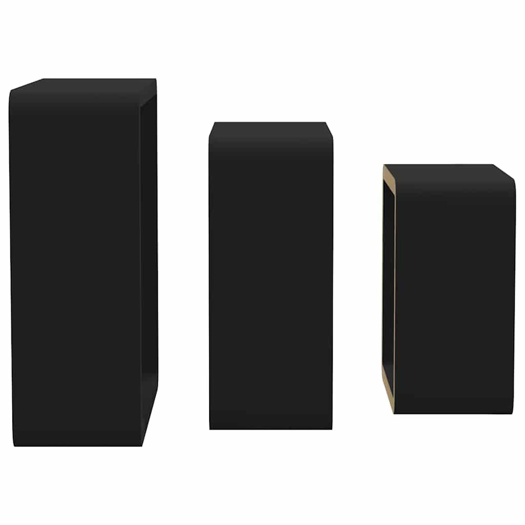 Wandschappen kubus 3 st MDF zwart is nu te koop bij PeponiXL, paradijselijk wonen!