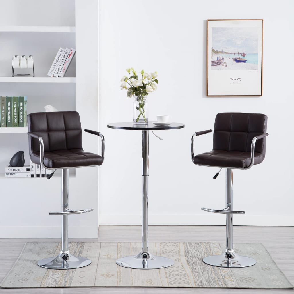 Barstoelen 2 st kunstleer bruin is nu te koop bij PeponiXL, paradijselijk wonen!