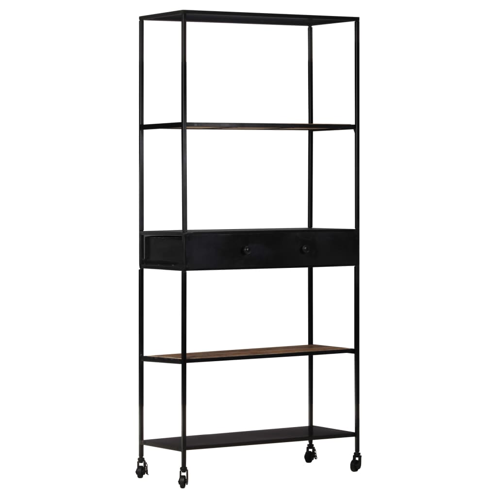 Boekenkast 80x35x180 cm ruw mangohout en ijzer is nu te koop bij PeponiXL, paradijselijk wonen!