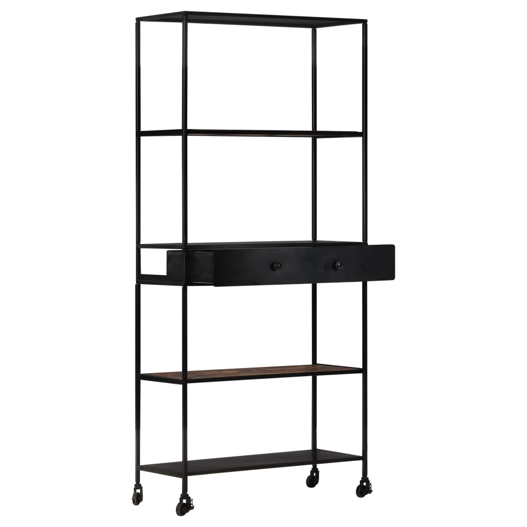 Boekenkast 80x35x180 cm ruw mangohout en ijzer is nu te koop bij PeponiXL, paradijselijk wonen!