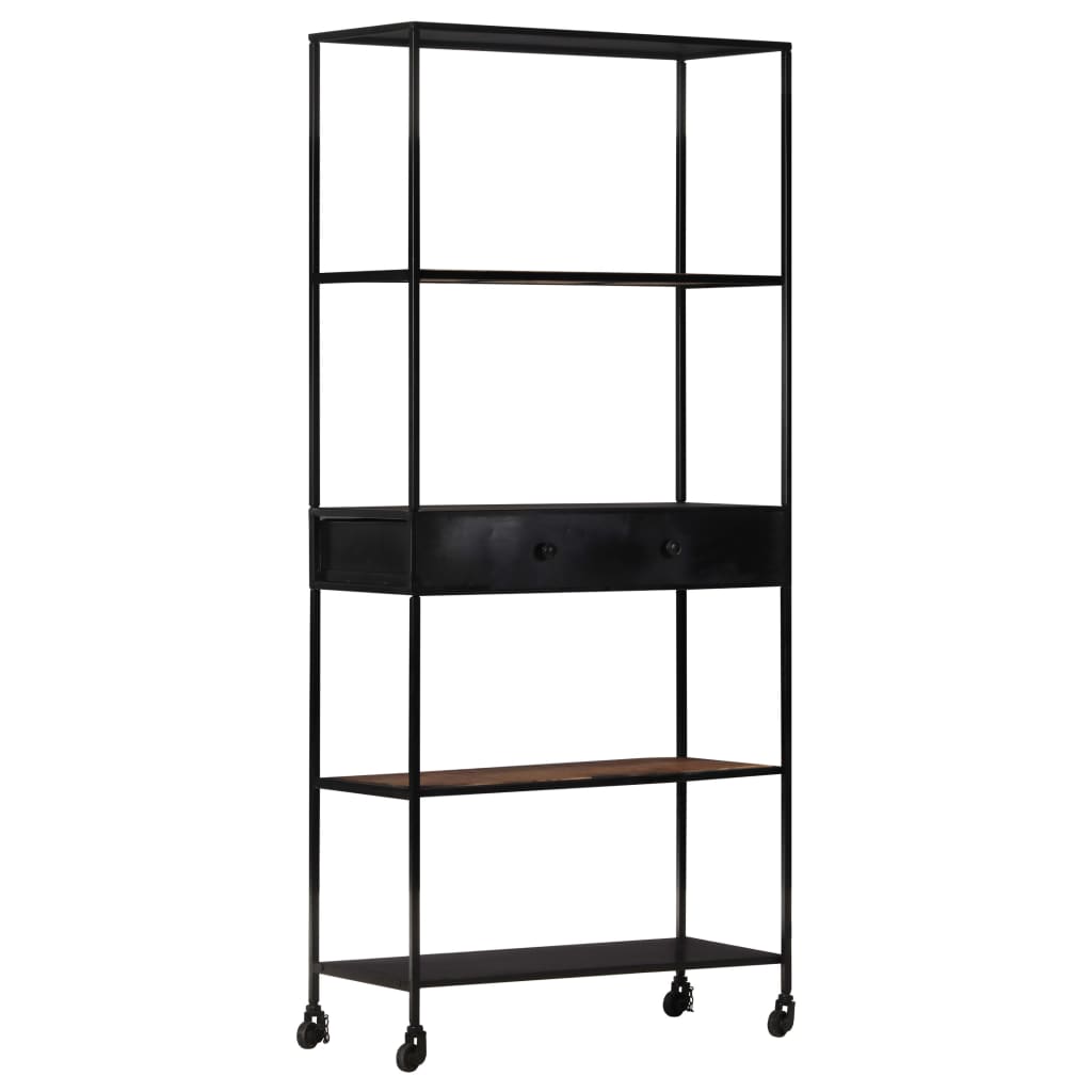 Boekenkast 80x35x180 cm ruw mangohout en ijzer is nu te koop bij PeponiXL, paradijselijk wonen!