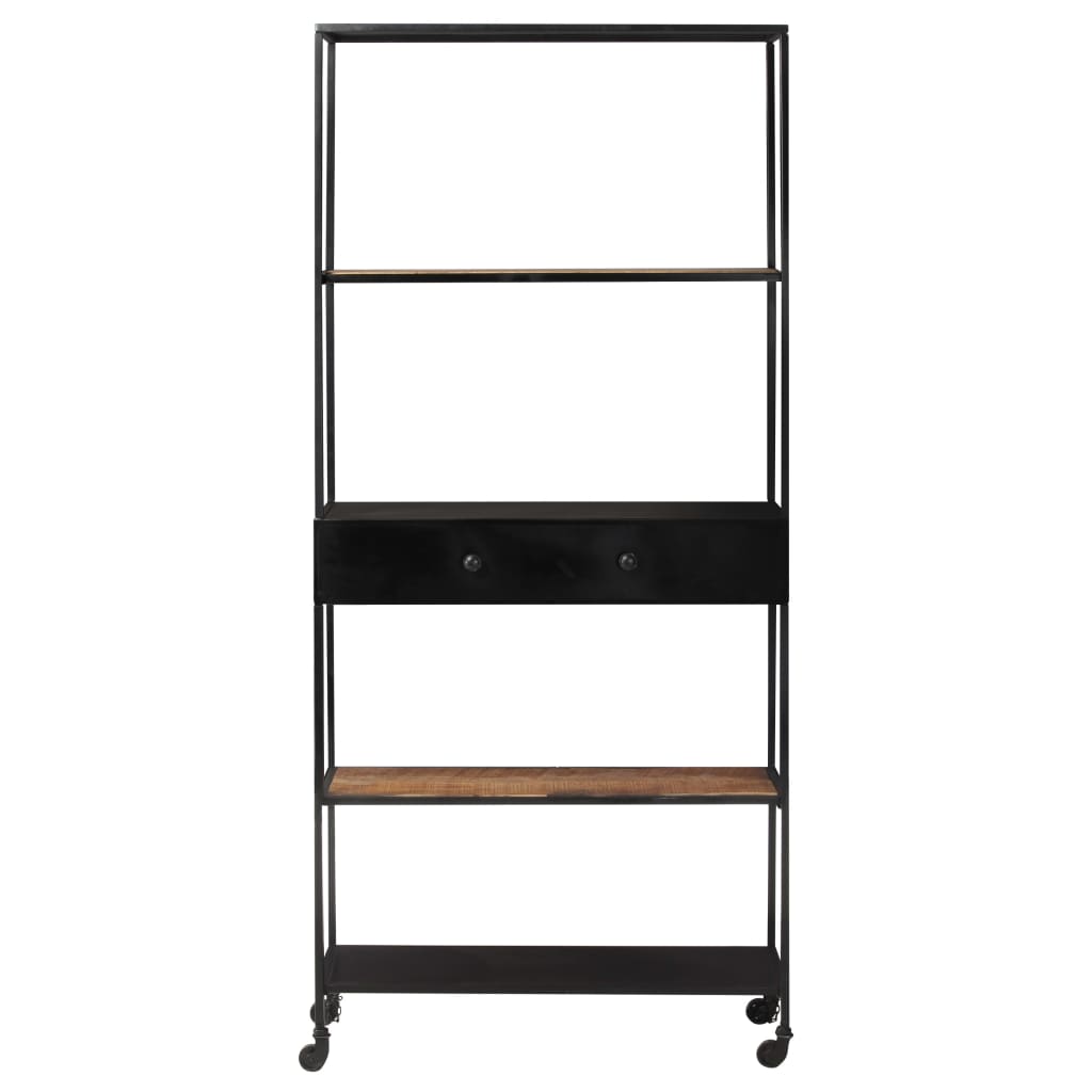 Boekenkast 80x35x180 cm ruw mangohout en ijzer is nu te koop bij PeponiXL, paradijselijk wonen!