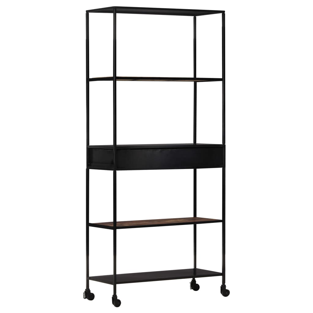 Boekenkast 80x35x180 cm ruw mangohout en ijzer is nu te koop bij PeponiXL, paradijselijk wonen!