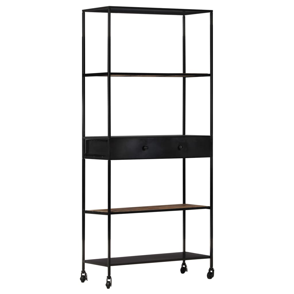 Boekenkast 80x35x180 cm ruw mangohout en ijzer is nu te koop bij PeponiXL, paradijselijk wonen!