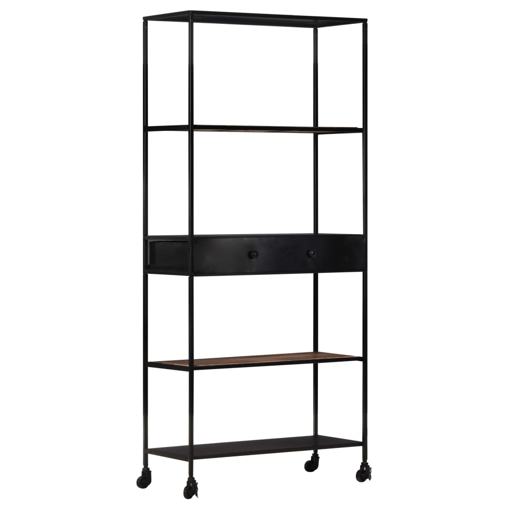 Boekenkast 80x35x180 cm ruw mangohout en ijzer is nu te koop bij PeponiXL, paradijselijk wonen!