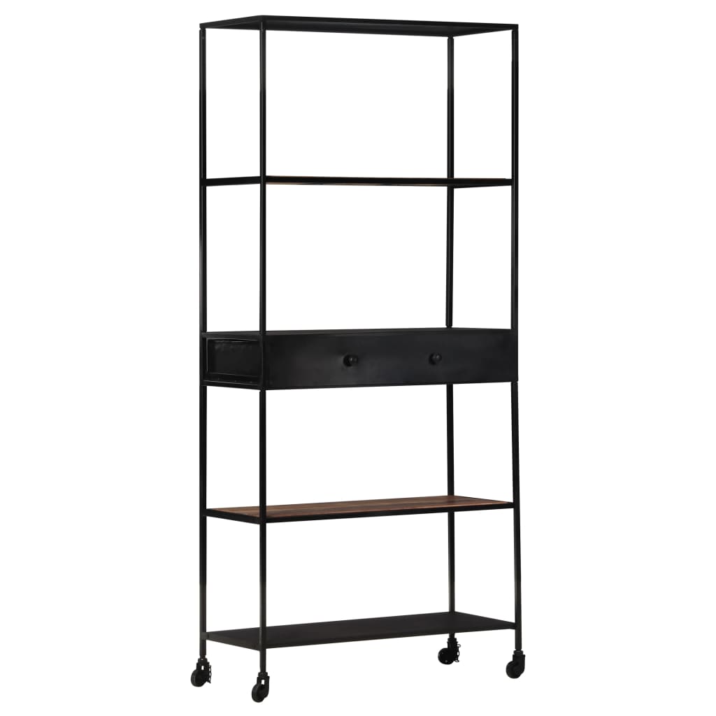 Boekenkast 80x35x180 cm ruw mangohout en ijzer is nu te koop bij PeponiXL, paradijselijk wonen!