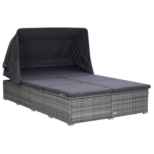 Ligbed met kussen 2-persoons poly rattan grijs is nu te koop bij PeponiXL, paradijselijk wonen!