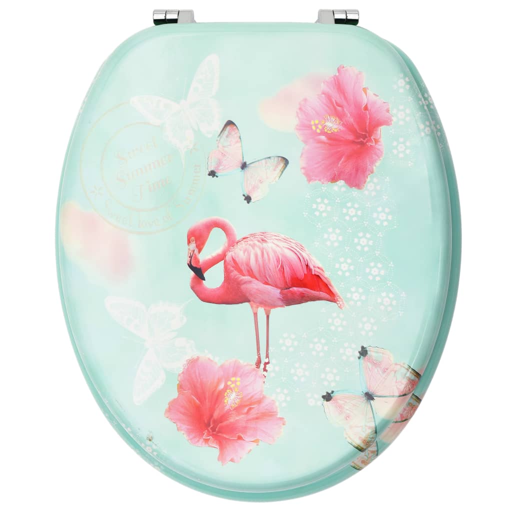Toiletbrillen met deksel 2 st flamingo MDF is nu te koop bij PeponiXL, paradijselijk wonen!
