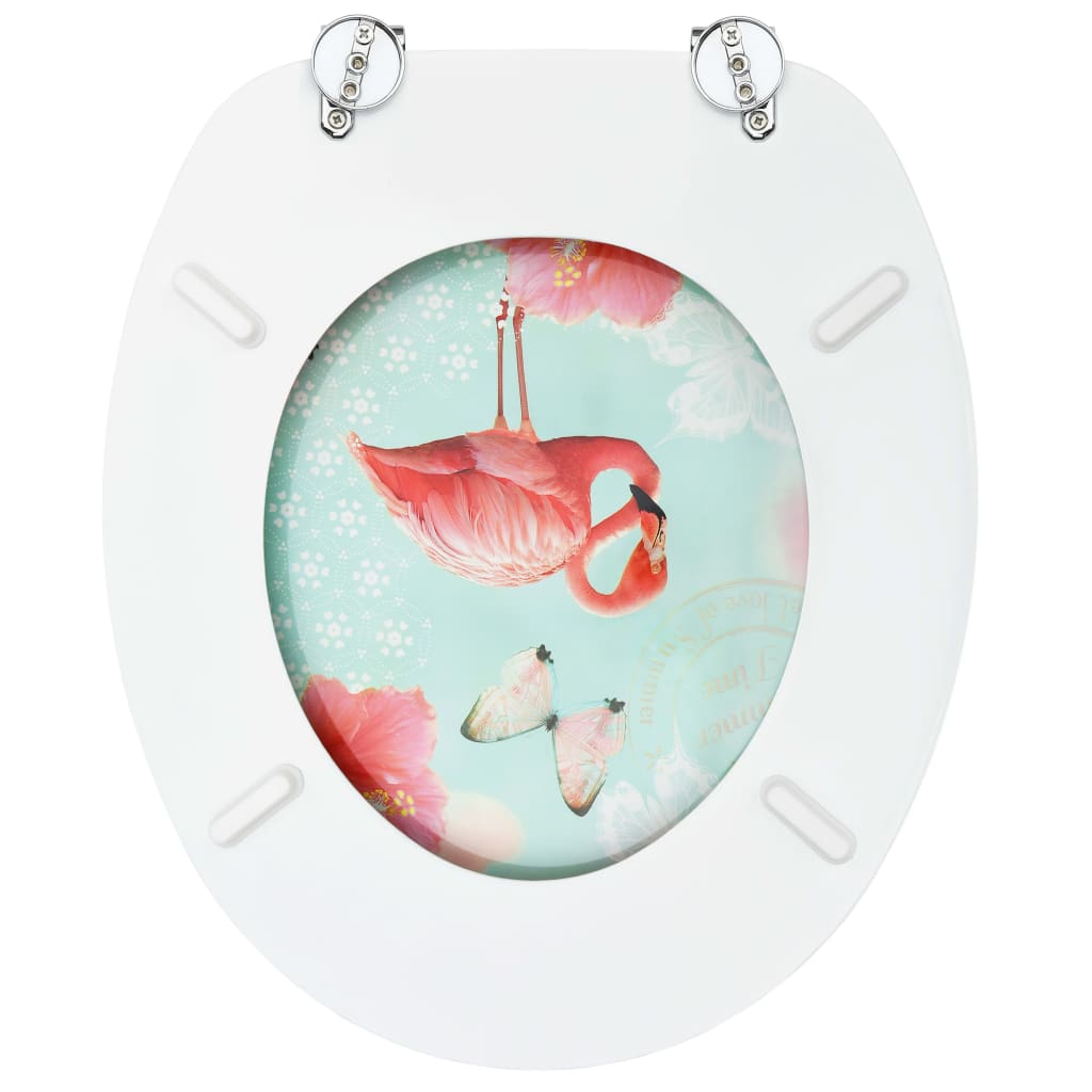 Toiletbrillen met deksel 2 st flamingo MDF is nu te koop bij PeponiXL, paradijselijk wonen!