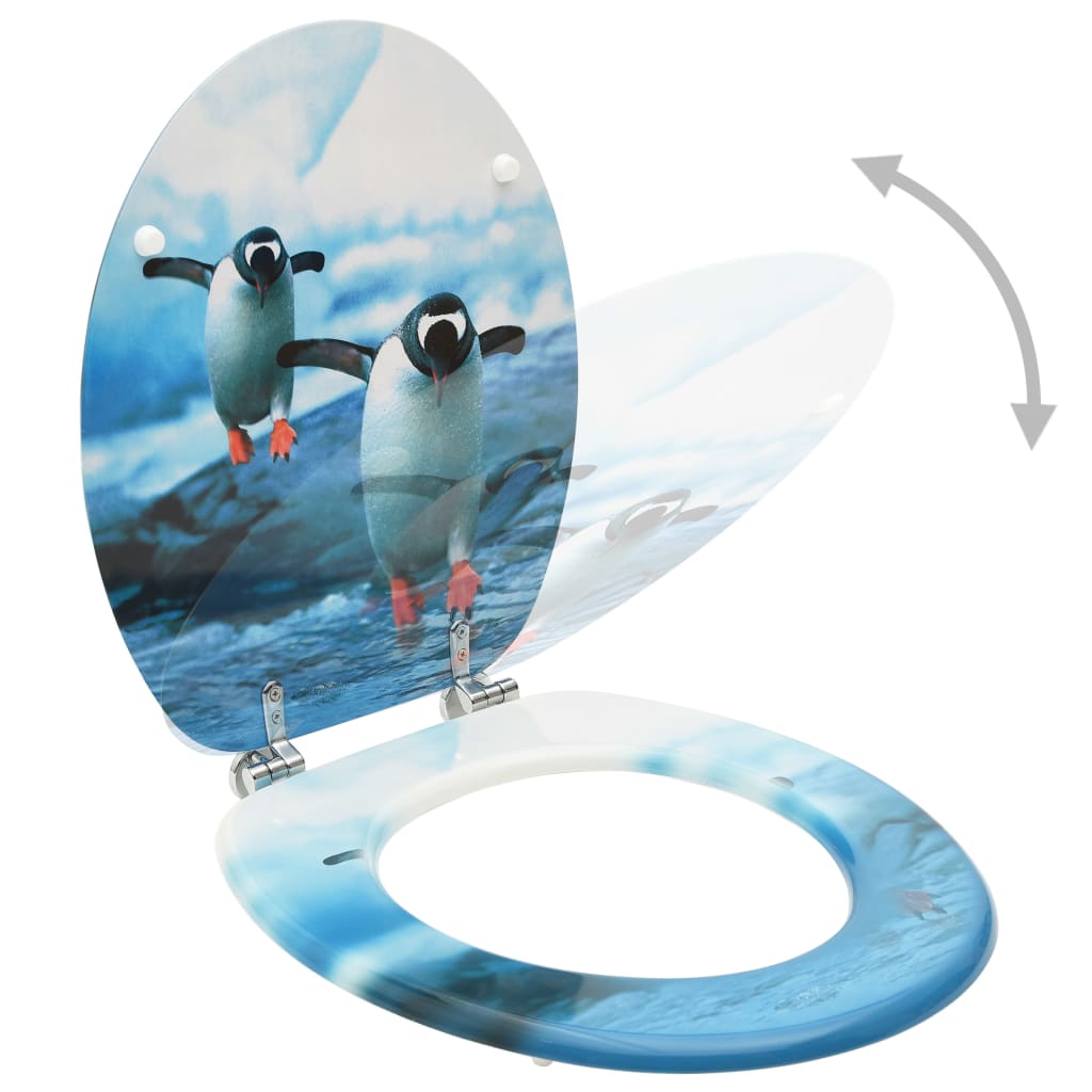 Toiletbrillen met deksel 2 st pinguïn MDF is nu te koop bij PeponiXL, paradijselijk wonen!