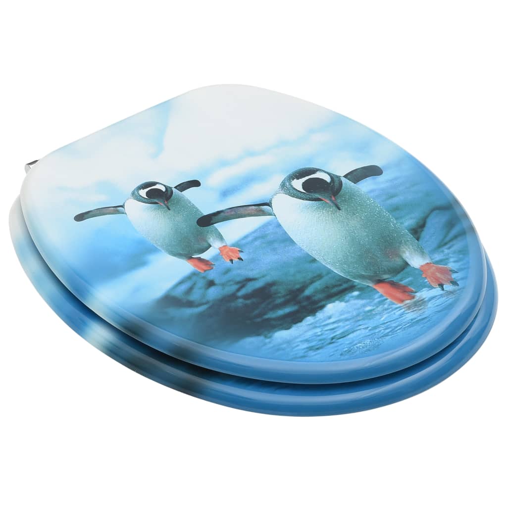 Toiletbrillen met deksel 2 st pinguïn MDF is nu te koop bij PeponiXL, paradijselijk wonen!