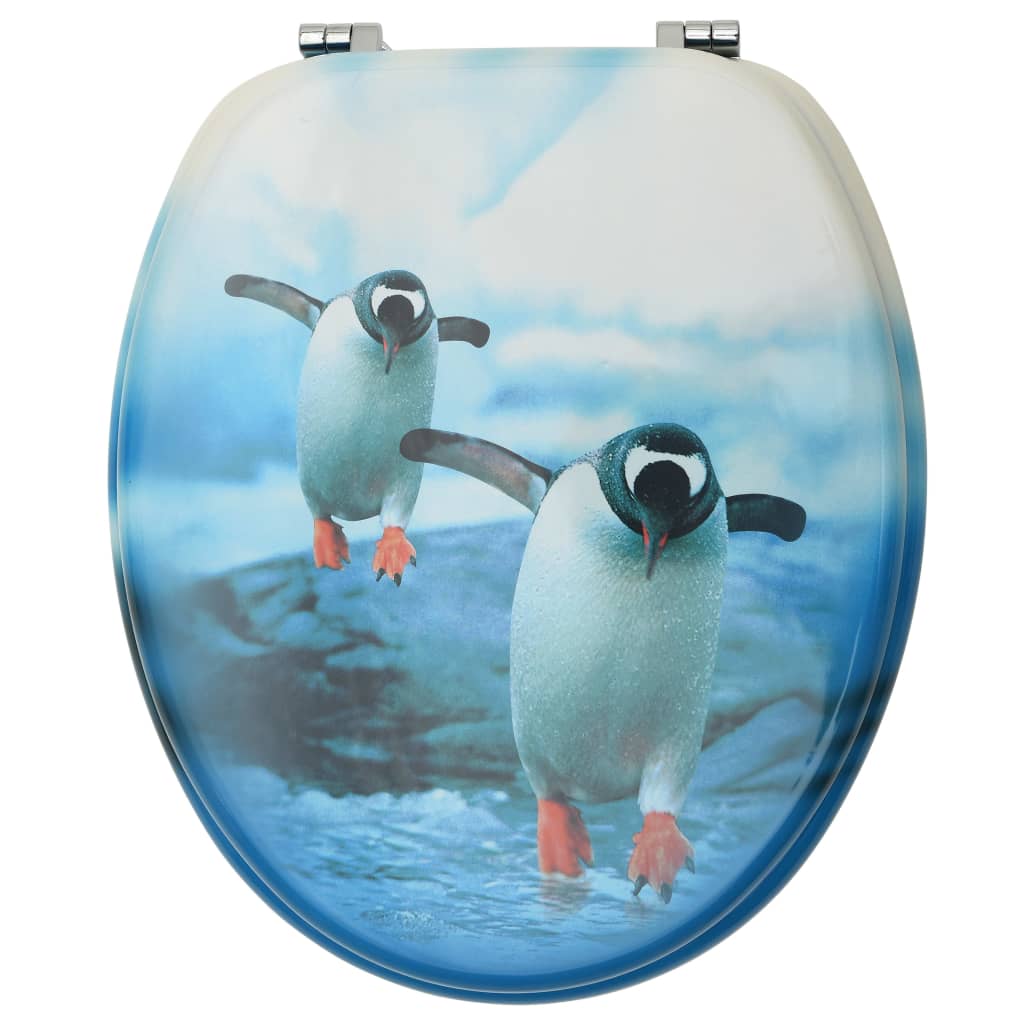 Toiletbrillen met deksel 2 st pinguïn MDF is nu te koop bij PeponiXL, paradijselijk wonen!
