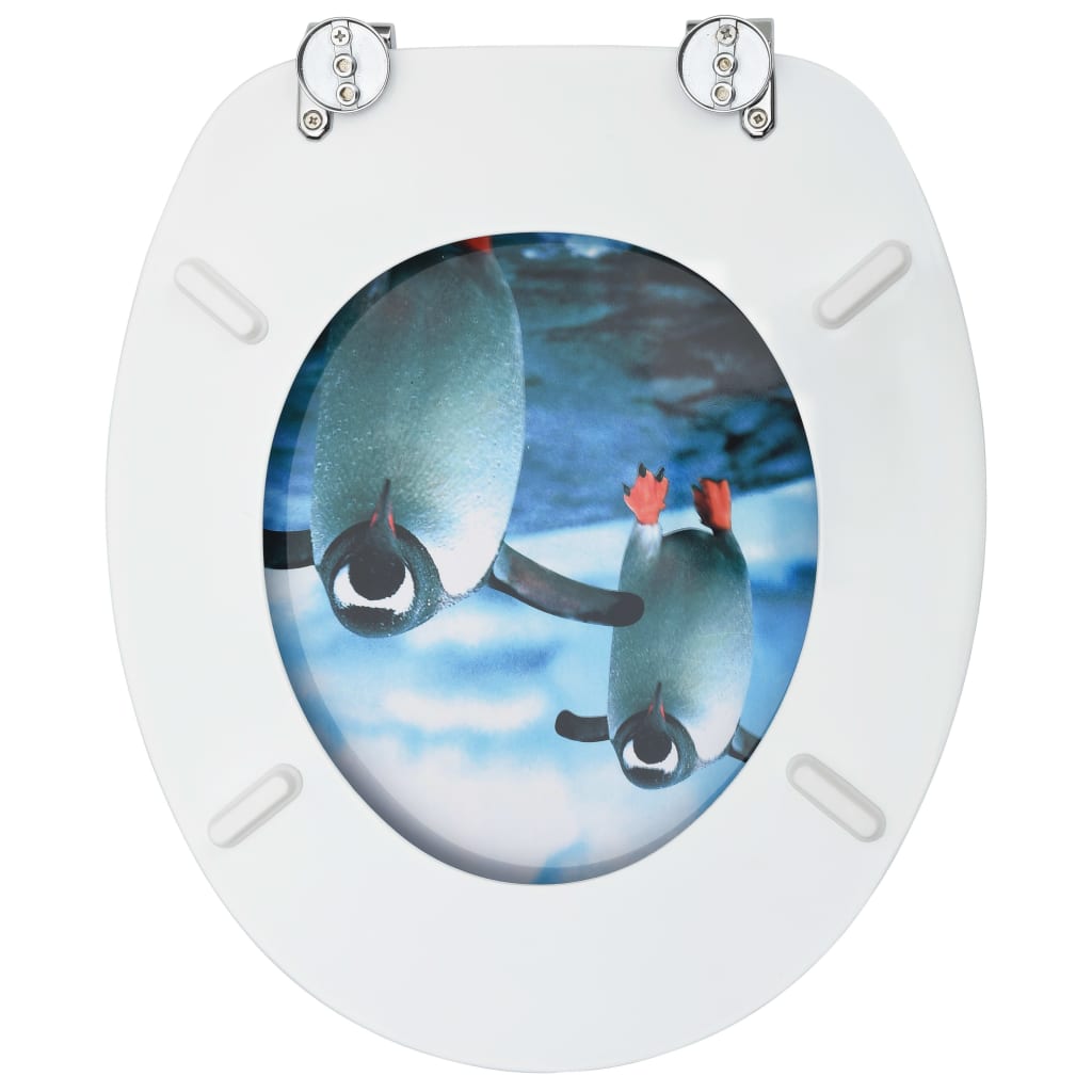 Toiletbrillen met deksel 2 st pinguïn MDF is nu te koop bij PeponiXL, paradijselijk wonen!