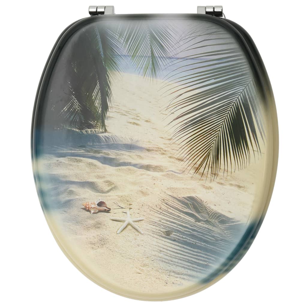 Toiletbrillen met deksel 2 st strand MDF is nu te koop bij PeponiXL, paradijselijk wonen!