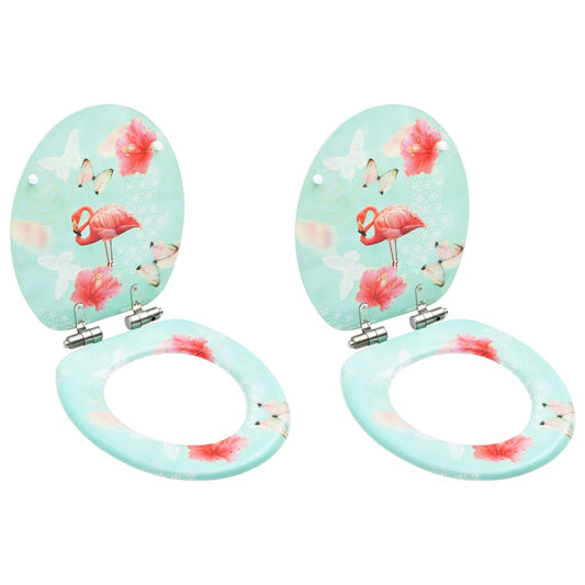 Toiletbrillen met soft-close deksel 2 st flamingo MDF is nu te koop bij PeponiXL, paradijselijk wonen!