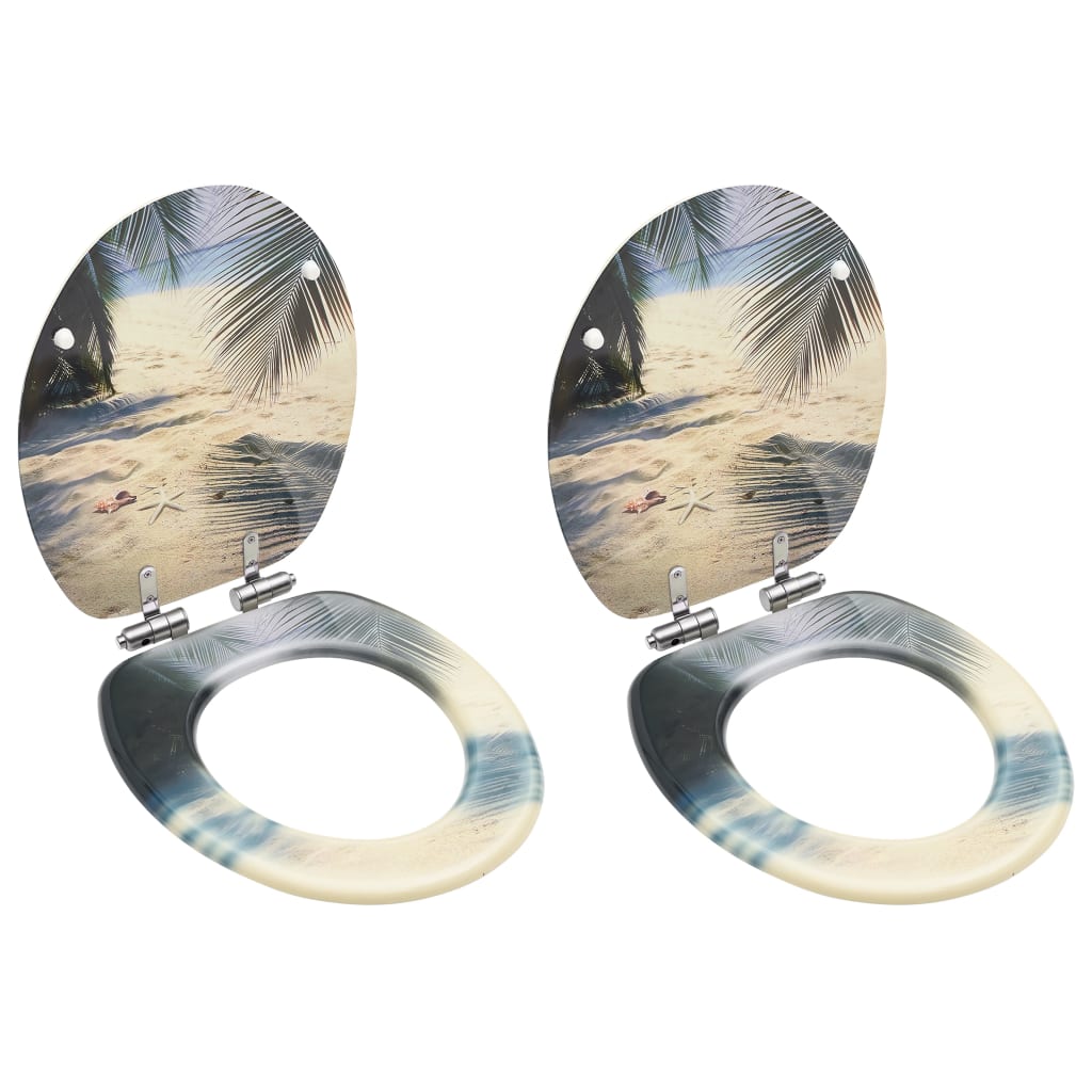 Toiletbrillen met soft-close deksel 2 st strand MDF is nu te koop bij PeponiXL, paradijselijk wonen!