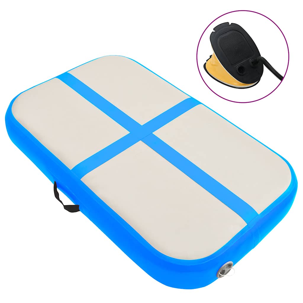 Gymnastiekmat met pomp opblaasbaar 60x100x20 cm PVC blauw is nu te koop bij PeponiXL, paradijselijk wonen!