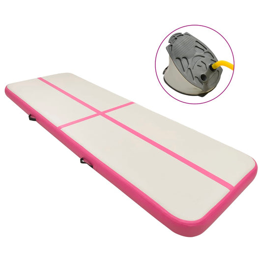 Gymnastiekmat met pomp opblaasbaar 400x100x15 cm PVC roze is nu te koop bij PeponiXL, paradijselijk wonen!