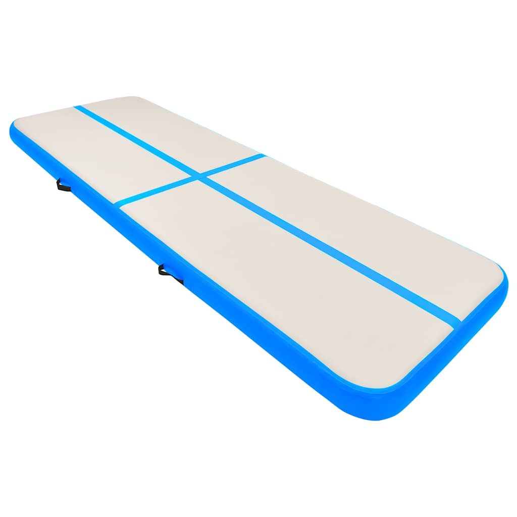 Gymnastiekmat met pomp opblaasbaar 500x100x15 cm PVC blauw is nu te koop bij PeponiXL, paradijselijk wonen!