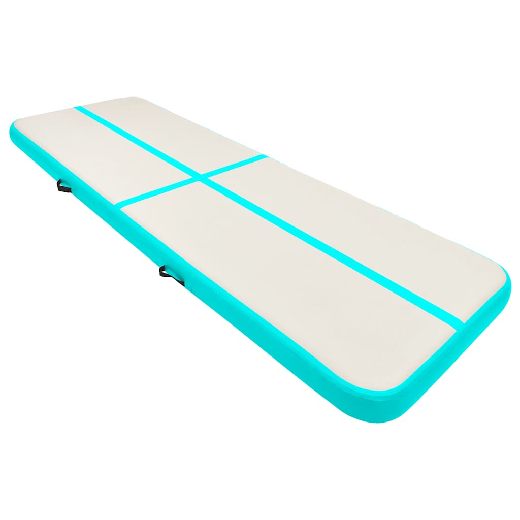 Gymnastiekmat met pomp opblaasbaar 500x100x15 cm PVC groen is nu te koop bij PeponiXL, paradijselijk wonen!